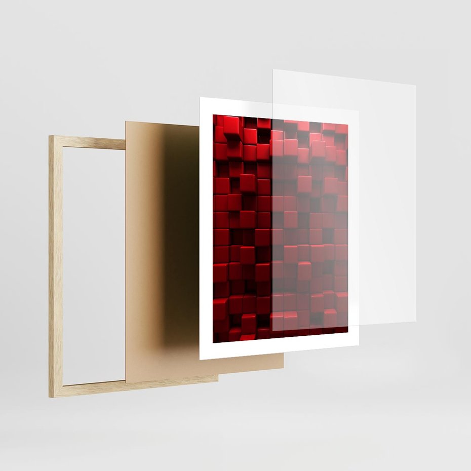 Plakat w ramie 40x50 - Geometryczne 3D: wizja przestrzeni - geometryczne, 3D - rama drewno