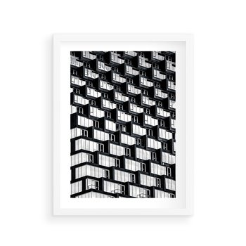 Plakat w ramie 40x50 - Elegancja Wysokości - architektura, wieżowiec - rama biała