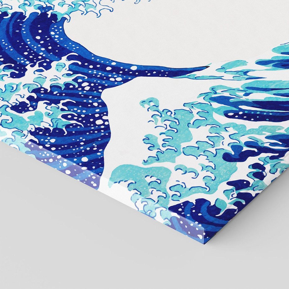 Obraz na płótnie 60x60 - Fala Japandi - wielka fala w Kaganawie, obraz Hokusai