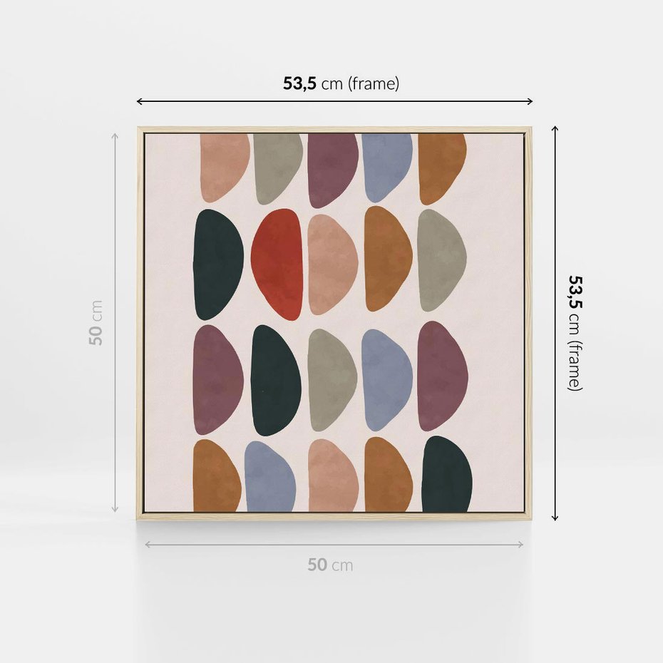 Obraz w ramie 50x50 - Granice Boho - abstrakcyjny obraz, geometryczna kompozycja - rama drewno