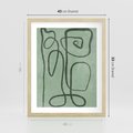 Plakat w ramie 40x50 - Zielone Wariacje w Liniach - abstrakcyjne zielone linie, skandynawski design - rama drewno