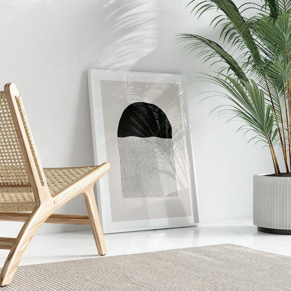 Plakat w ramie 30x40 - Wewnętrzne Widzenia - abstrakcyjna kompozycja, półkole - rama biała