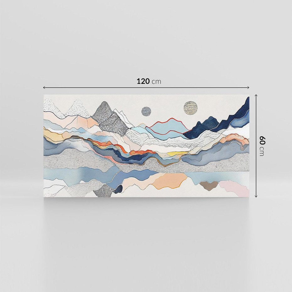 Obraz na płótnie 120x60 - Dynamiczne Góry - akwarelowe graficzne góry, krajobraz