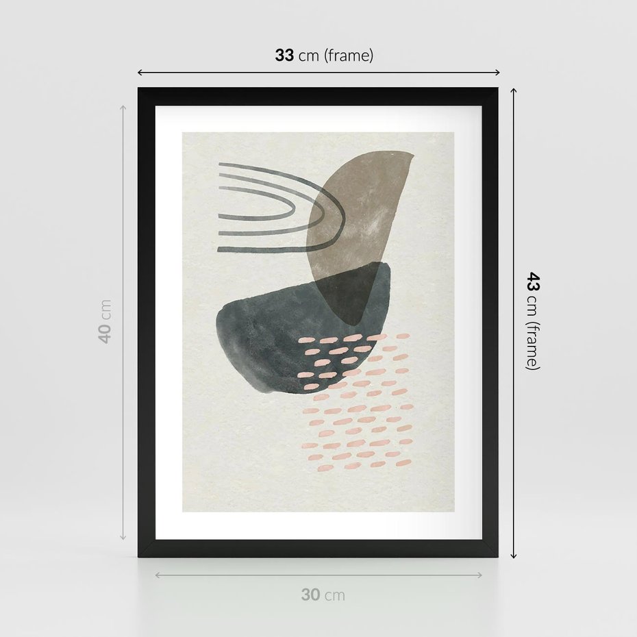 Plakat w ramie 30x40 - Geometria w Beżowych Odcieniach - abstrakcja, geometria - rama czarna
