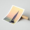 Plakat bez ramy 21x30 - Żaglówka na Horyzoncie - żaglówka, jacht