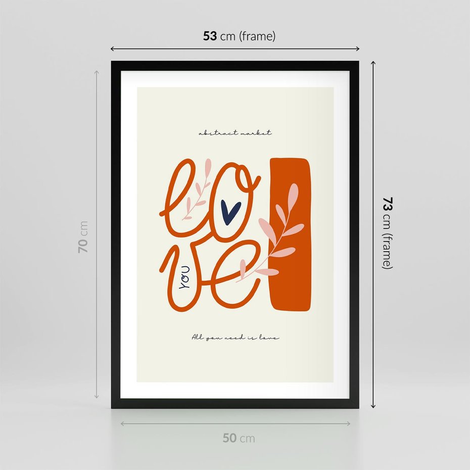 Plakat w ramie 50x70 - Pastelowa Siła Miłości - miłość, love - rama czarna