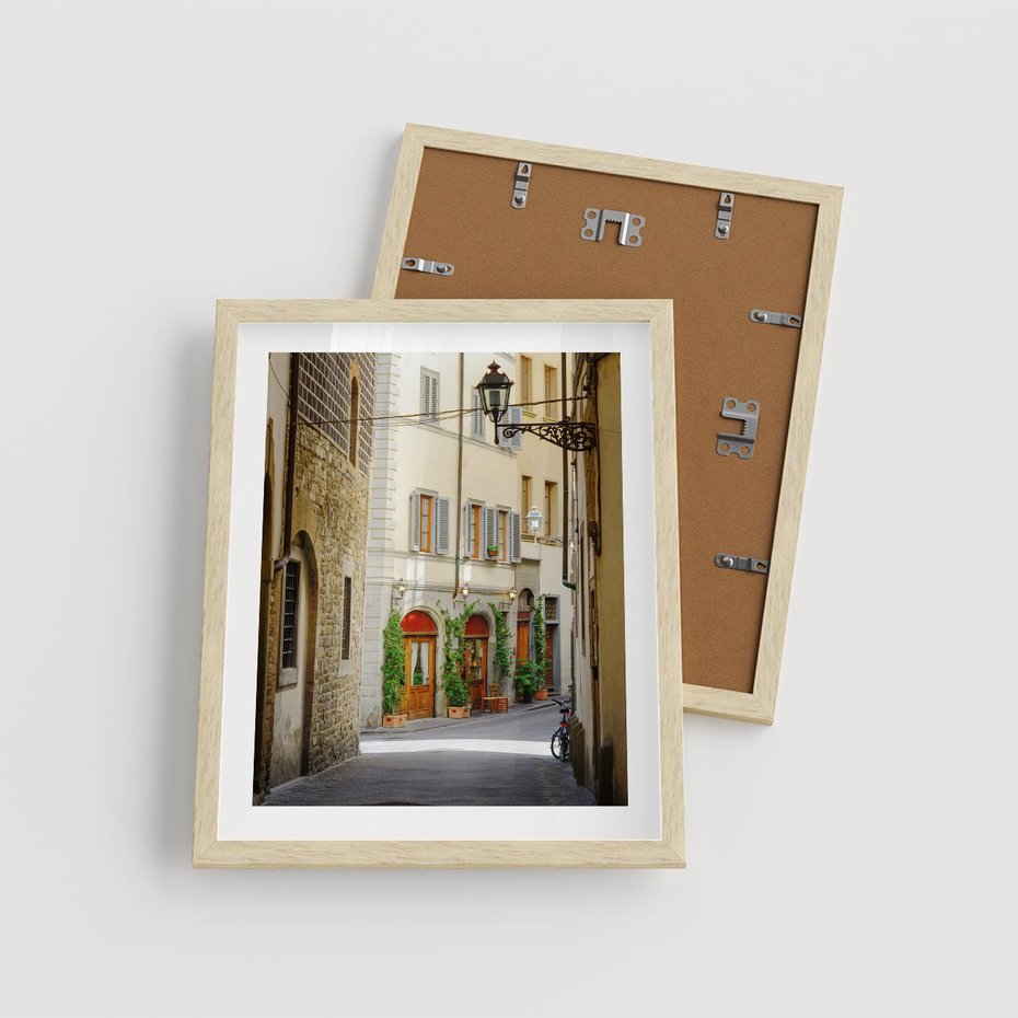 Plakat w ramie 40x50 - Uliczka: perspektywa miejskiego krajobrazu - uliczka, perspektywa - rama drewno