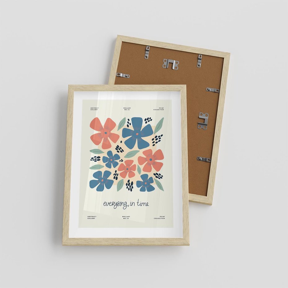 Plakat w ramie 30x40 - Kształtując Marzenia - kwiaty, nowoczesna abstrakcja - rama drewno
