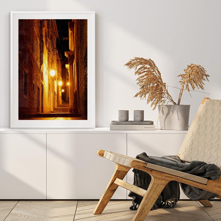 Plakat bez ramy 21x30 - Miasto Pod Gwieździstym Niebem - uliczka, perspektywa