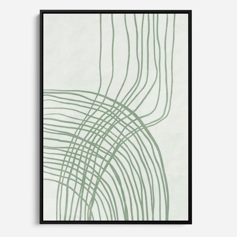 Obraz w ramie 70x100 - Migotliwa Spokojna Zieleń - zielony plakat, abstrakcyjne splątane linie - rama czarna