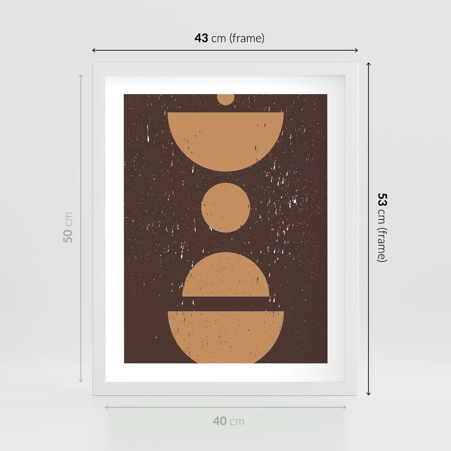 Plakat w ramie 40x50 - Impulsy Przestrzeni - mid century styl, nowoczesna grafika - rama biała