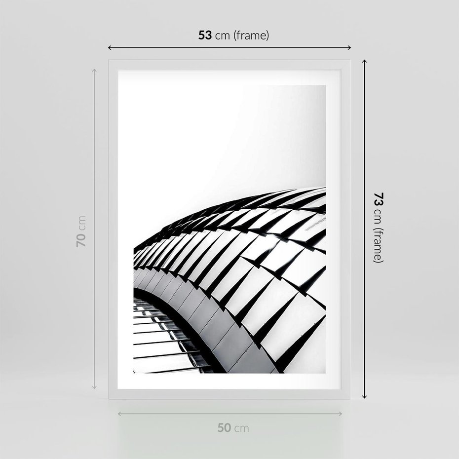 Plakat w ramie 50x70 - Dynamiczne Kształty - architektura, obłe kształty - rama biała