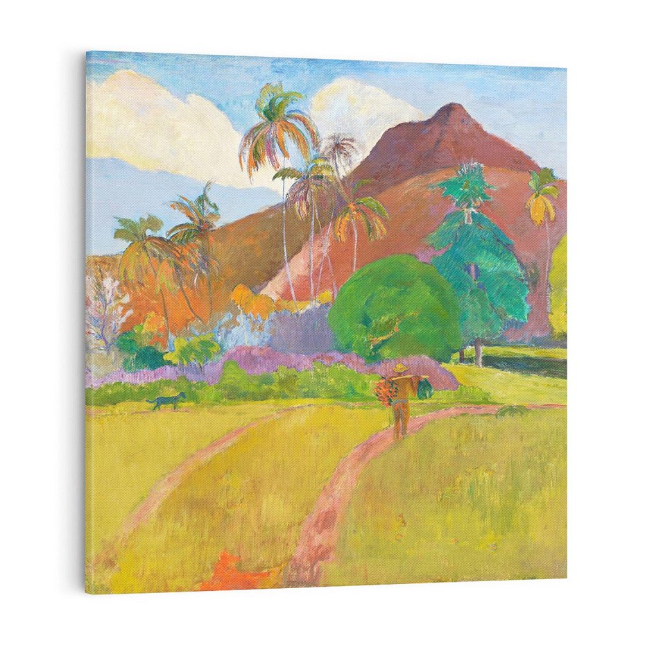 Obraz na płótnie 40x40 - Krajobraz Tahiti 1891, Paul Gauguin - Reprodukcja - reprodukcja, obraz na płótnie