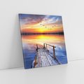Obraz na płótnie 50x50 - Zachód słońca na pomostcie - pomost, zachód