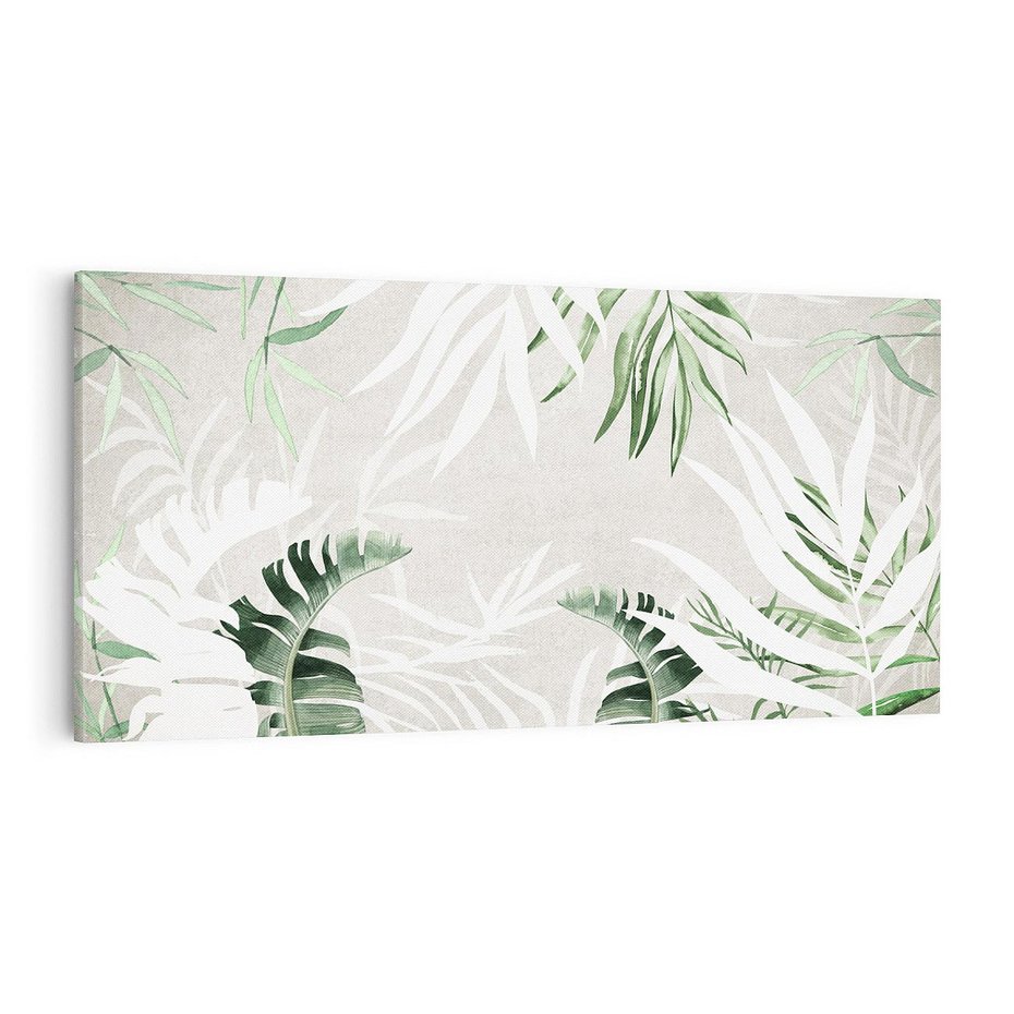 Obraz na płótnie 120x60 - Zielony Raj - monstera, palmy