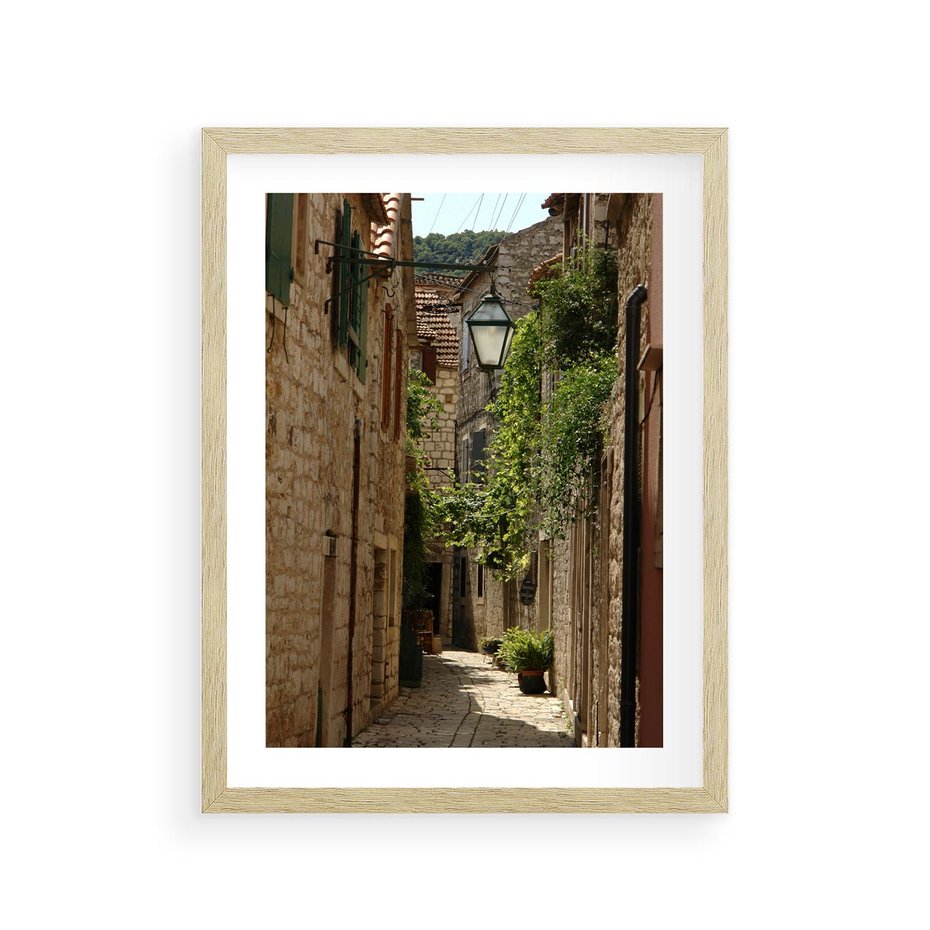 Plakat w ramie 30x40 - Urokliwa włoska uliczka - włoska, uliczka - rama drewno