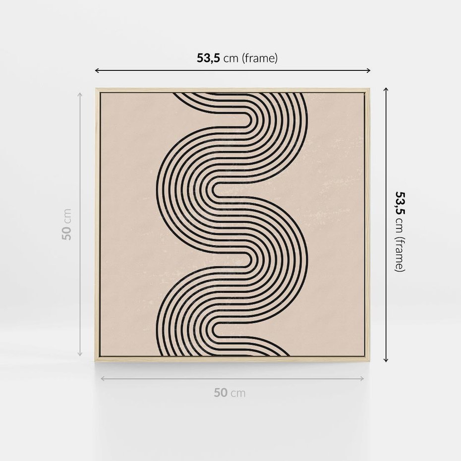 Obraz w ramie 50x50 - Bezgraniczne Odbicia - abstrakcyjne linie, geometria - rama drewno