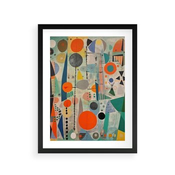 Plakat w ramie 50x70 - Wewnętrzne Zagadki Kształtów - abstrakcyjny obraz, sztuka abstrakcji - rama czarna