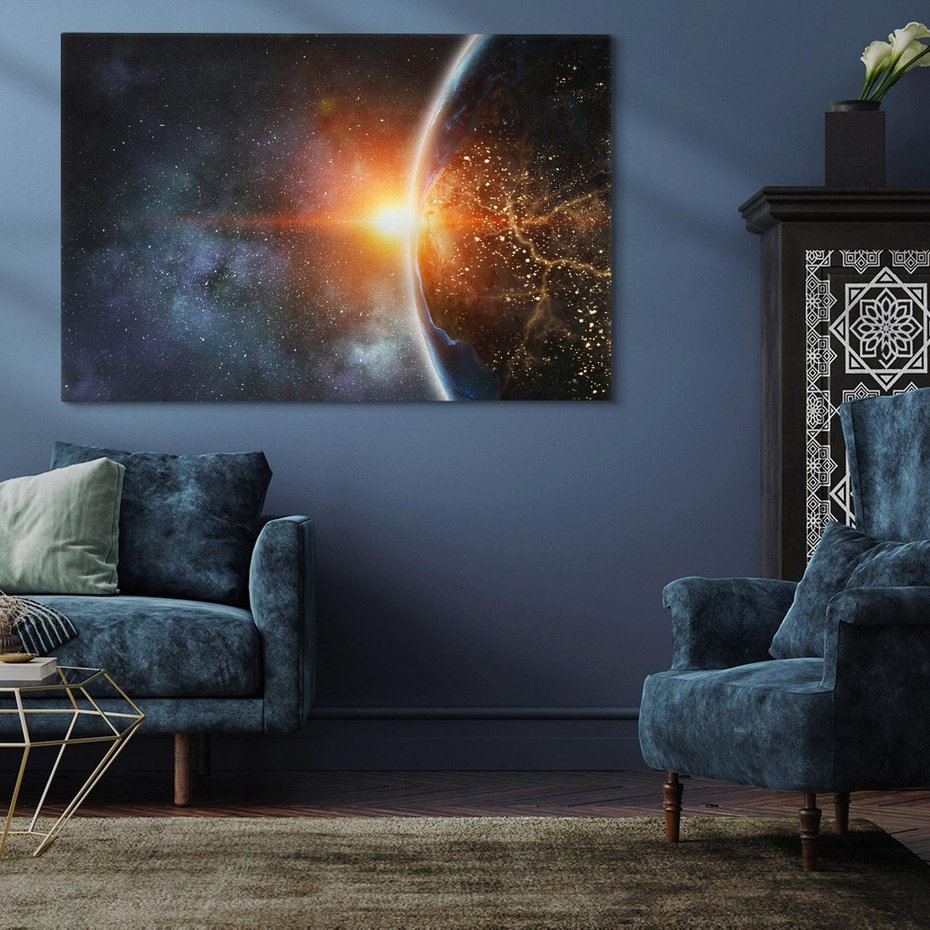 Obraz na płótnie 120x80 - Fascynująca kosmiczna aura - kosmos, ziemia