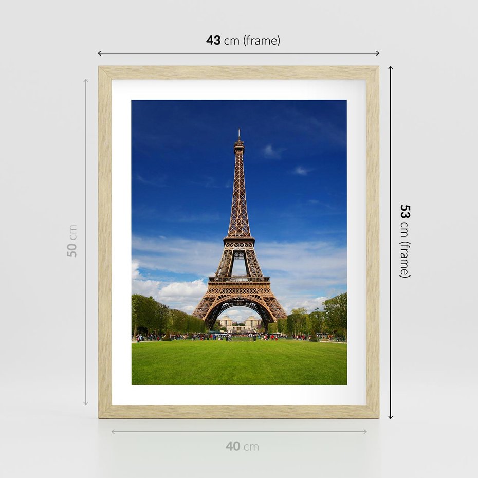 Plakat w ramie 40x50 - Eiffla: symbole Paryża - Eiffla, Paryż - rama drewno