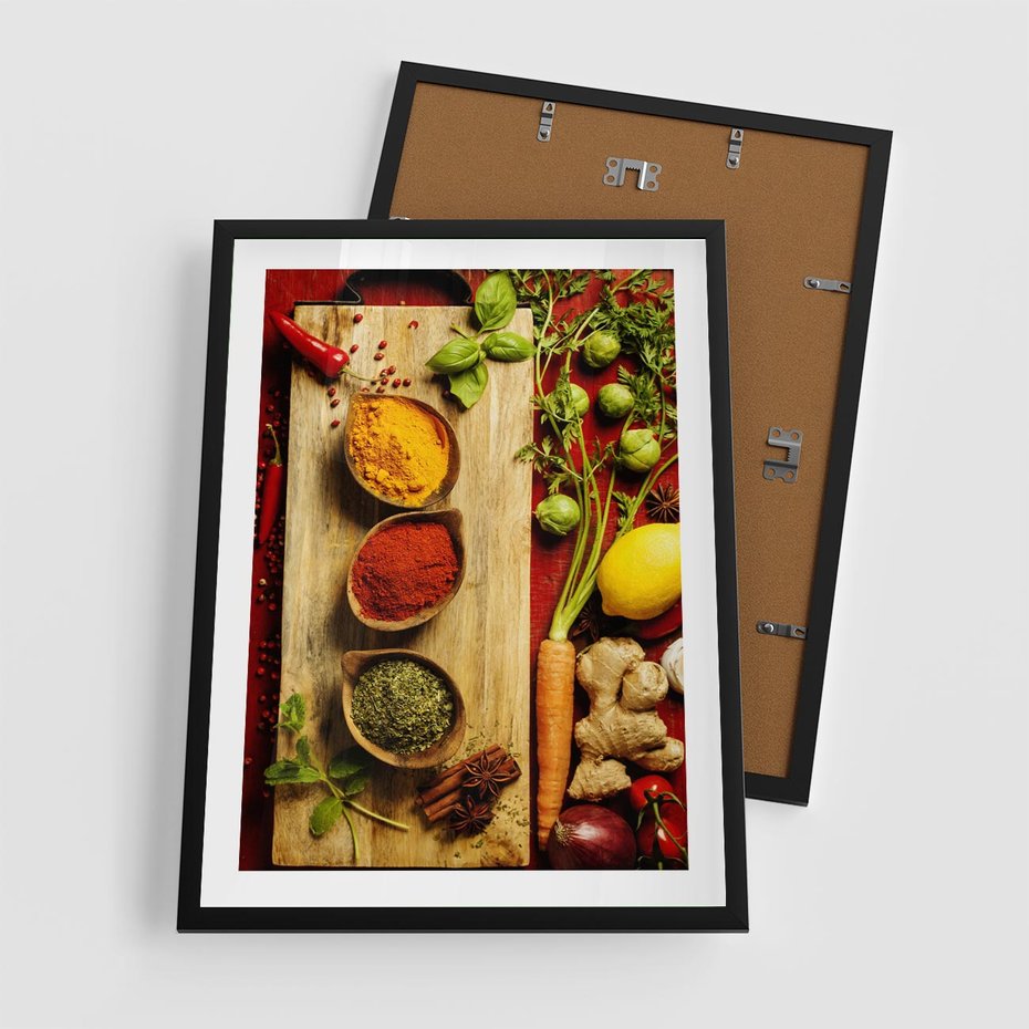 Plakat w ramie 50x70 - Smakowy Zmysł - przyprawy, kuchnia - rama czarna