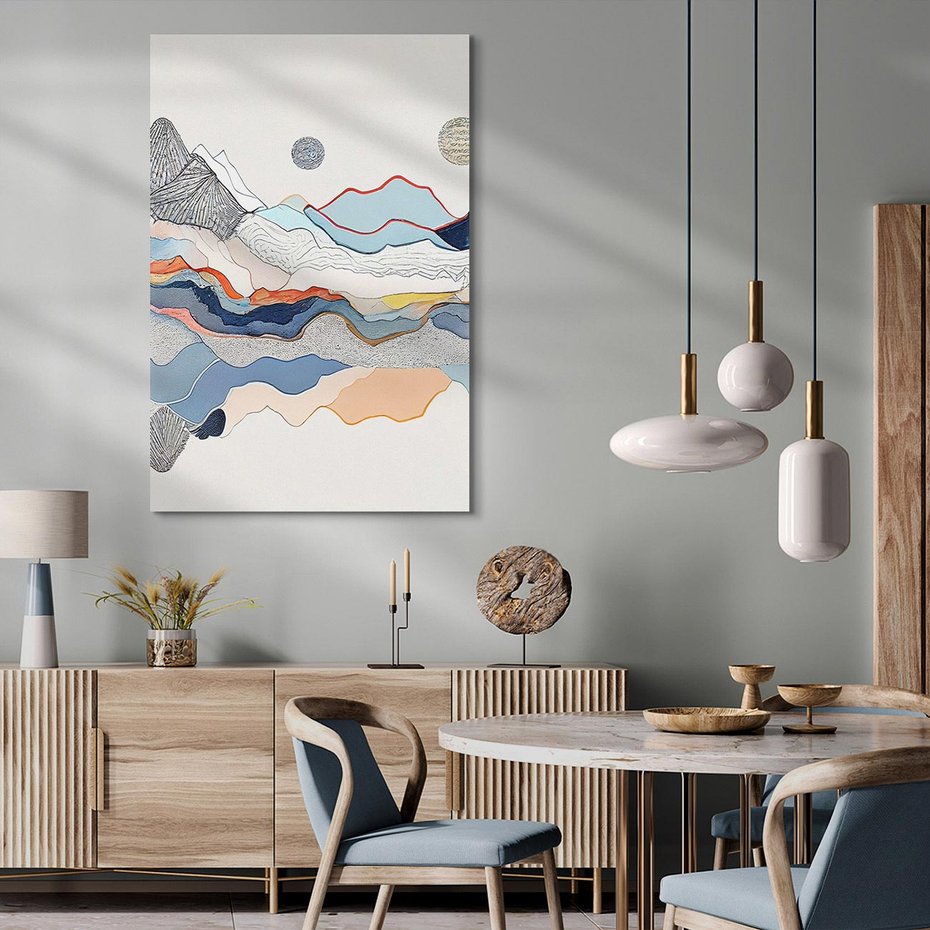 Obraz na płótnie 80x120 - Dynamiczne Góry - akwarelowe graficzne góry, krajobraz