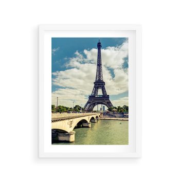 Plakat w ramie 50x70 - Wieża Eiffla - Ikona Paryża - wieża, Eiffla - rama biała