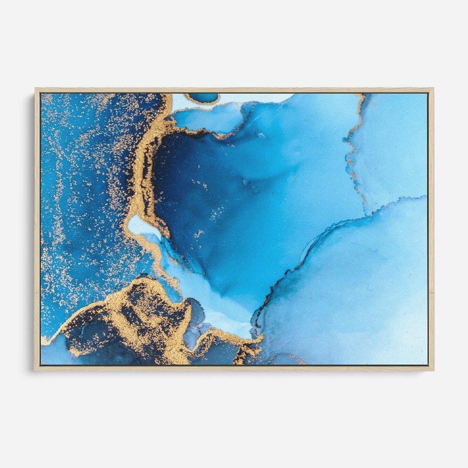 Obraz w ramie 100x70 - Elegancja i Wyrafinowanie - marmur, złoto - rama drewno