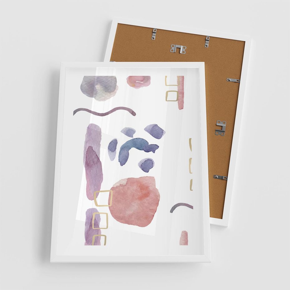 Plakat w ramie 50x70 - Boho Widokowe Impresje - abstrakcyjny palakt, akwarelowe plamy - rama biała