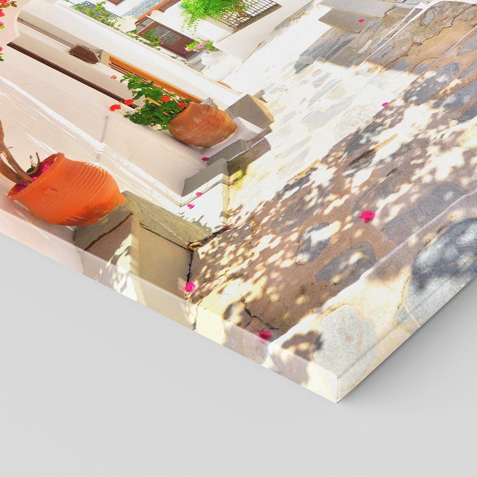 Obraz na płótnie 70x100 - Kwiatowa uliczka wakacji - kwiaty, uliczka