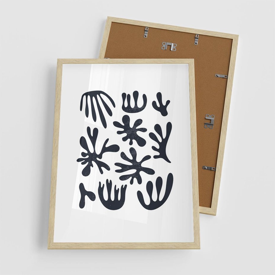 Plakat w ramie 50x70 - Rozmyte Granice Wspomnień - inspiracja mattise, abstrakcja - rama drewno