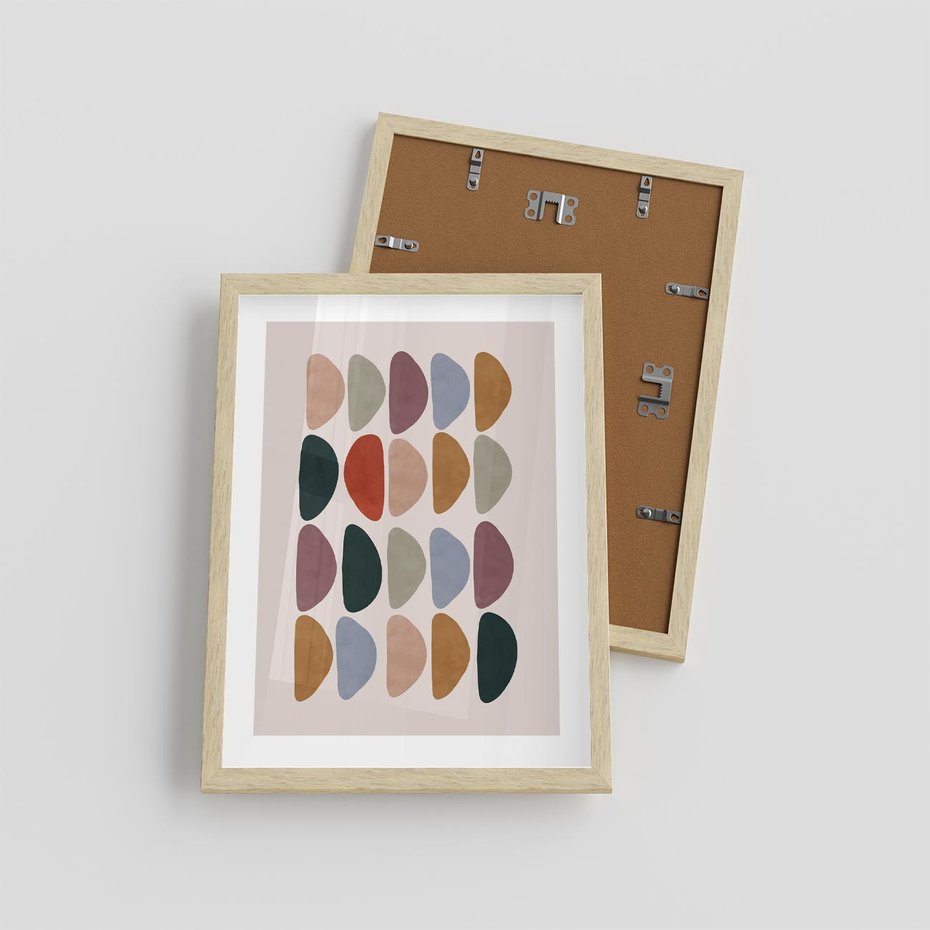 Plakat w ramie 30x40 - Granice Boho - abstrakcyjny obraz, geometryczna kompozycja - rama drewno