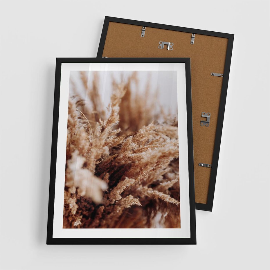 Plakat w ramie 50x70 - Sztuka Suszonych Traw - trawa pampas, suszone trawy - rama czarna