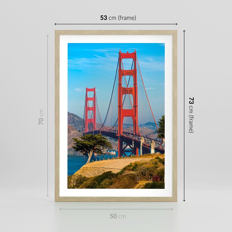 Plakat w ramie 50x70 - W krainie amerykańskich mostów - most, USA - rama drewno
