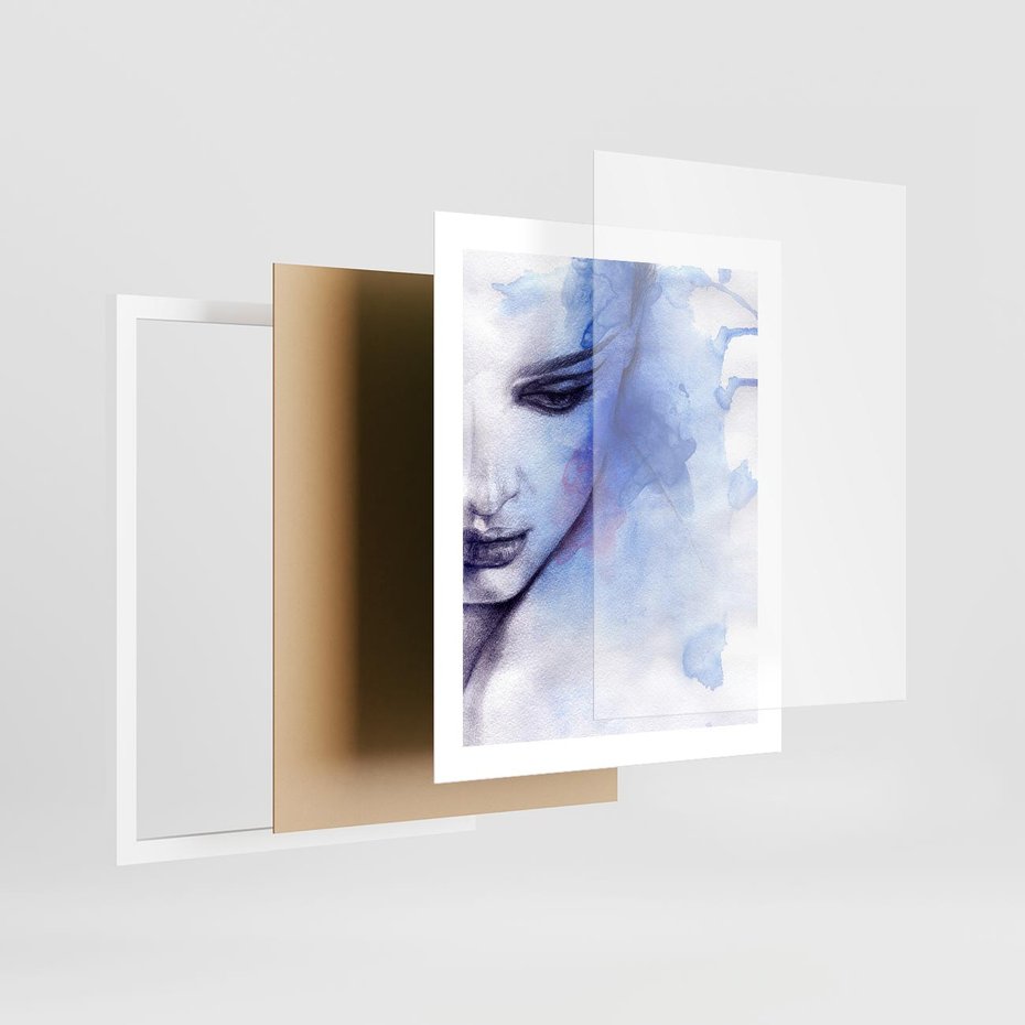 Plakat w ramie 40x50 - Graficzna magia kobiecej twarzy - grafika, kobieta - rama biała