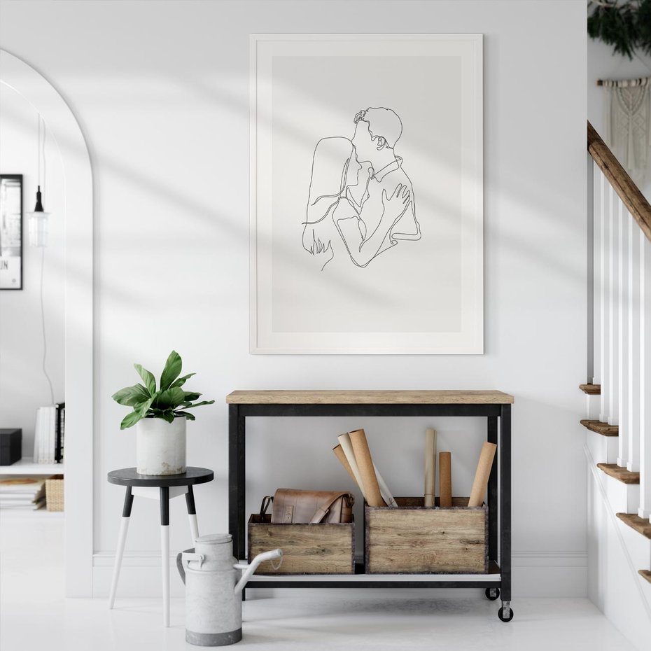 Plakat bez ramy 21x30 - Bezgraniczne Przenikanie - para zakochanych, kobieta i mężczyzna