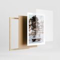 Plakat w ramie 30x40 - Ławka Pod Śniegiem - zimowy pejzaż, ławka pod śniegiem - rama drewno