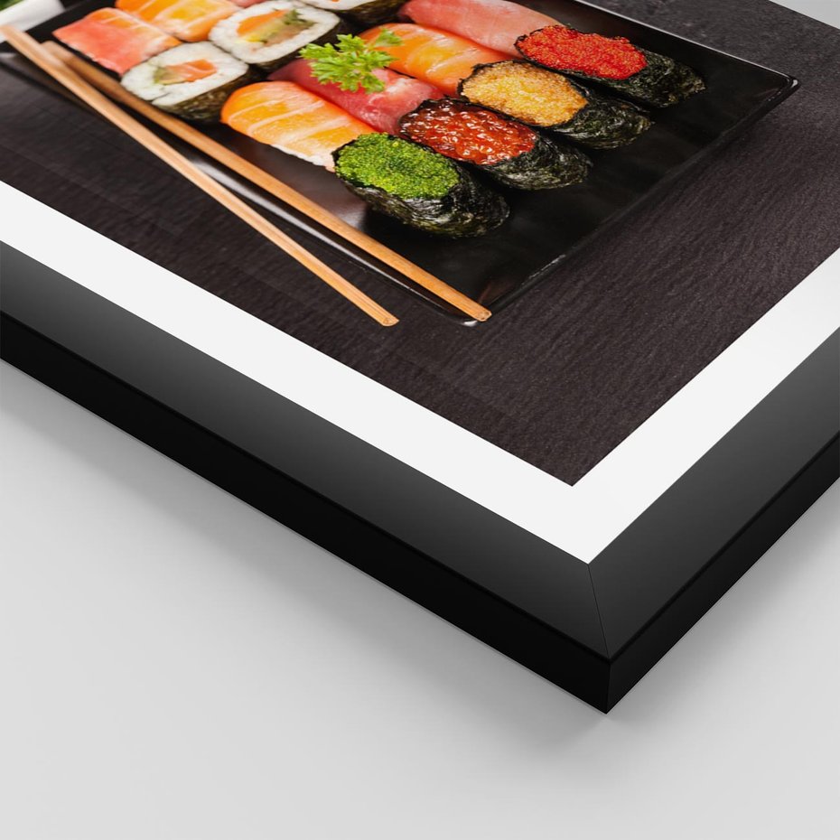 Plakat w ramie 50x70 - Kulinarne podróże do Japonii - sushi, japonia - rama czarna