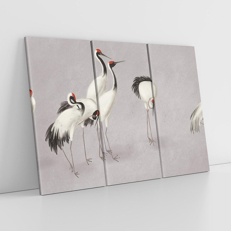 Obraz na płótnie 120x80 - Spojrzenie wstecz w pędzlu - szkic rysunek, japońskie żurawie