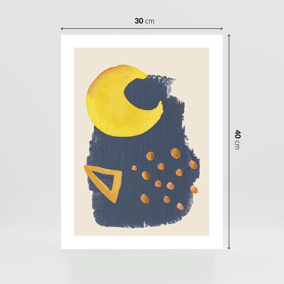 Plakat bez ramy 30x40 - Migocące Nocne Barwy - abstrakcyjna akwarelowa plama, granatowa