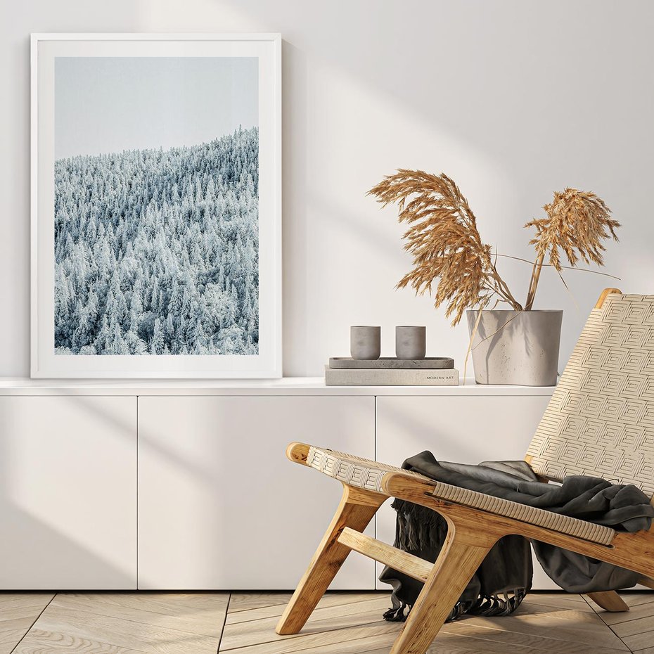 Plakat bez ramy 30x40 - Cicha Zima - las, zima