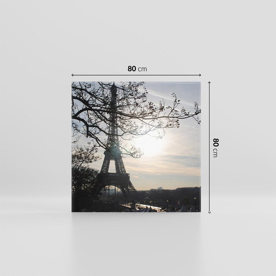 Obraz na płótnie 80x80 - Wieczorny spacer przy Wieży Eiffla - Paryż, Wieża