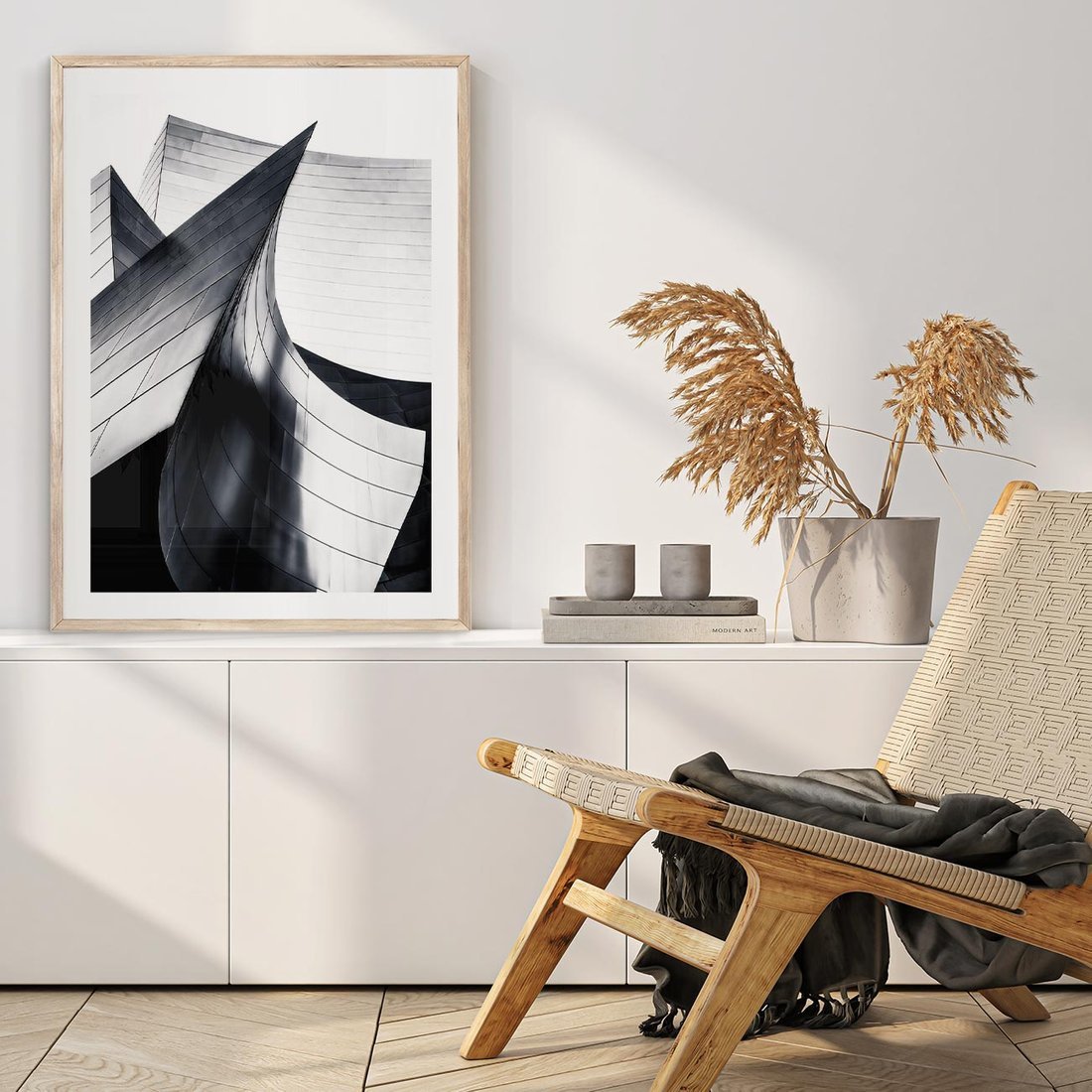 Plakat w ramie 50x70 - Miasto Współczesności - architektura, nowoczesne budynki - rama drewno