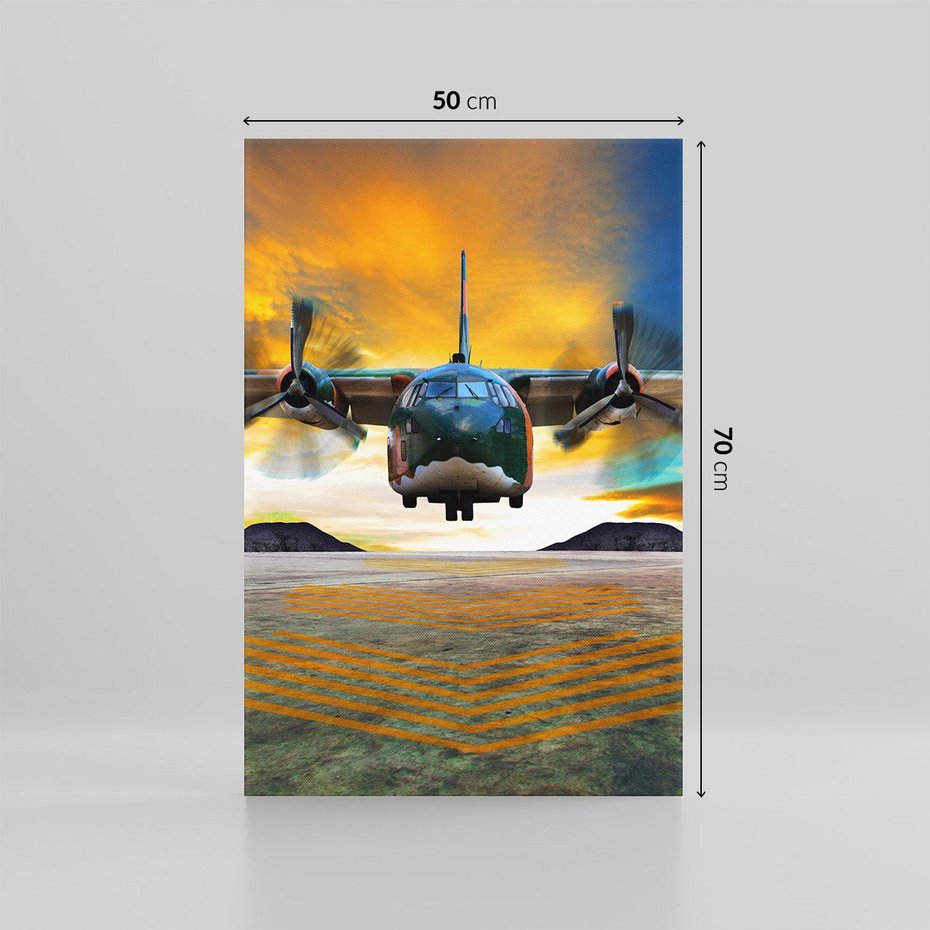 Obraz na płótnie 50x70 - Moc wojskowego transportu: Samolot na misji - samolot, wojsko