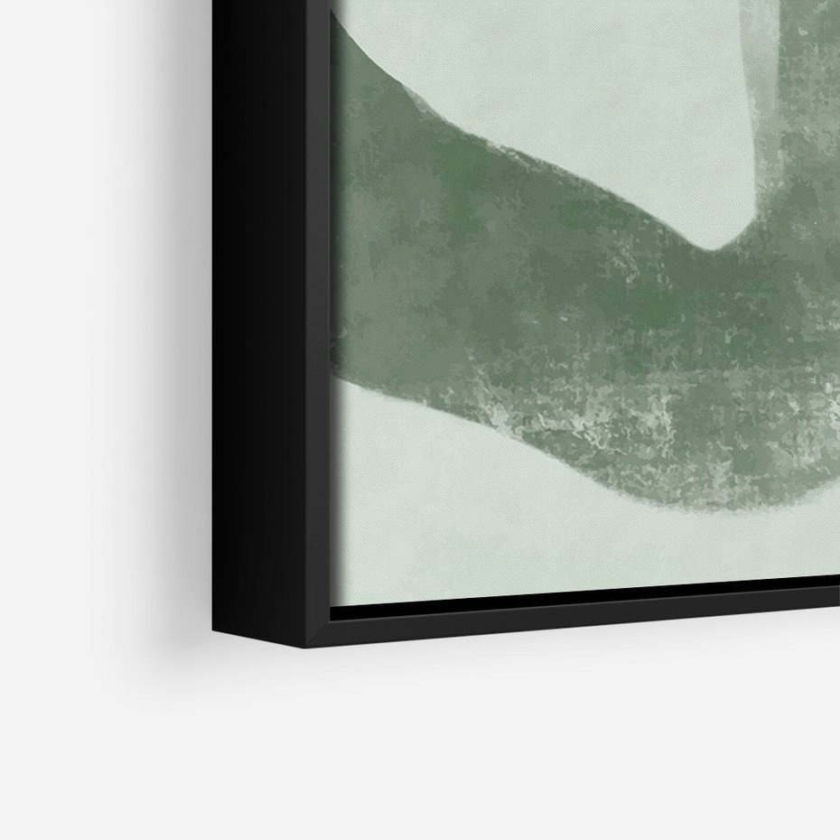 Obraz w ramie 70x100 - Nurtująca Kompozycja Zieleni - abstrakcyjne delikatne zielone linie, podobne do gałęzi kwiatów - rama czarna