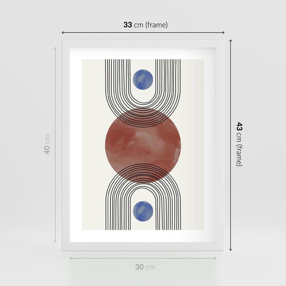 Plakat w ramie 30x40 - Księga Impulsów - nowoczesny plakat, styl midcentury - rama biała