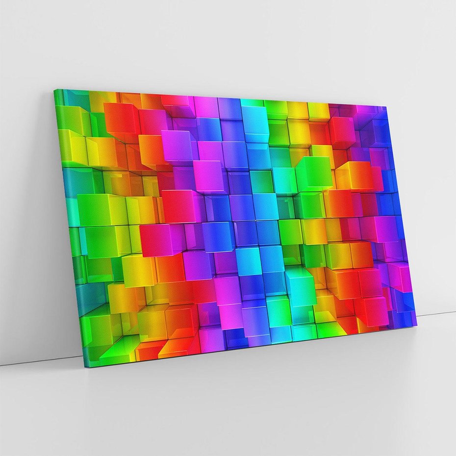 Obraz na płótnie 120x80 - Mozaika Abstrakcji: Trójwymiarowe Kompozycje - abstrakcja, 3d