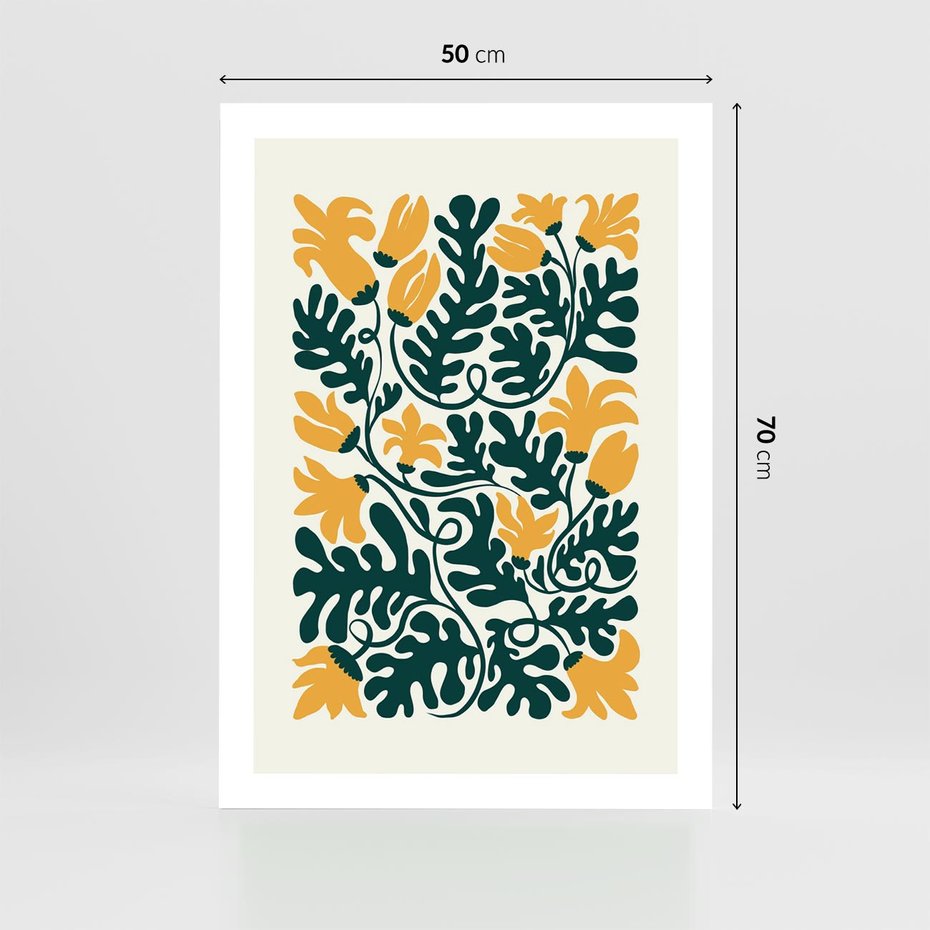 Plakat bez ramy 50x70 - Impulsy Kreatywności - abstrakcyjne żółte kwiaty, kompozycja