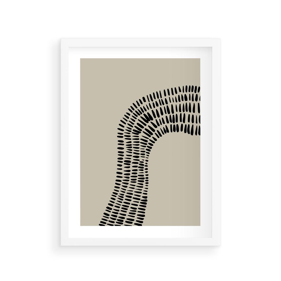 Plakat w ramie 30x40 - Migotliwa Innowacyjna Ekspresja - boho plakat, czarne kropki kreski - rama biała