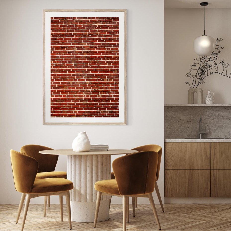 Plakat w ramie 50x70 - Mur z Cegieł - cegły, mur - rama drewno